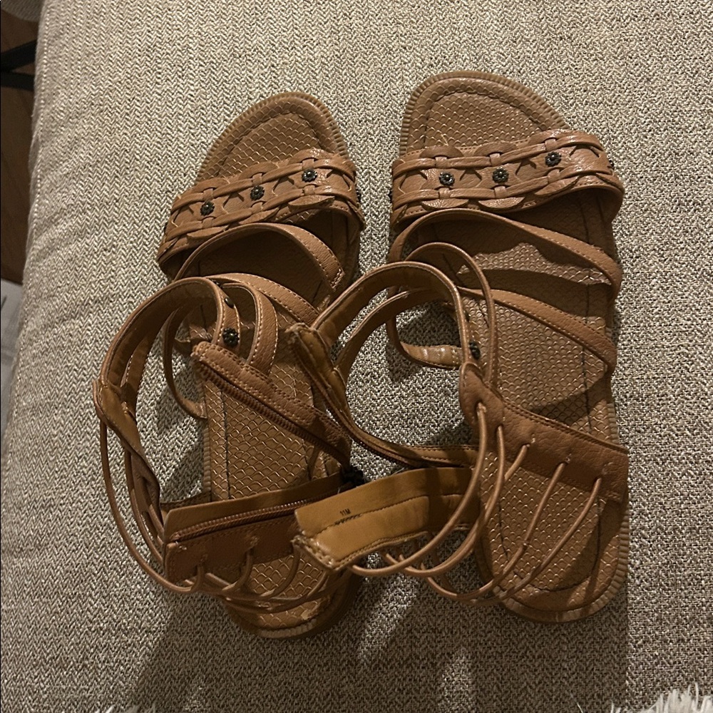 Brown Strappy Sandals Egyptian Style Size 11M